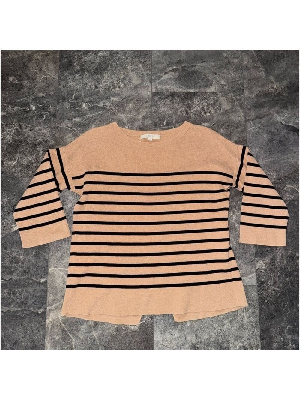 LOFT Brown and Black Striped Sweater Size Medium